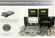 A display of GMG’s coin cell graphene-aluminum batteries.