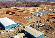 Aerial view of industrial development at the site of a former cobalt mine.