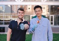 Amontree and Yan with wafers of synthesized graphene.