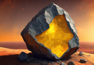 Rendering of a rock containing sulfur on Martian surface.