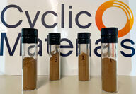 Vials of recycled oxides from Cyclic Materials’ Mag-Xtract technology.