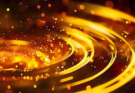 Rendering of spinning gold spiral and debris.