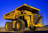 A Komatsu 830E mining haul truck at the company’s Arizona proving grounds.