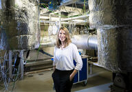 Female scientist at the Karlsruhe Liquid Metal Laboratory in Germany.